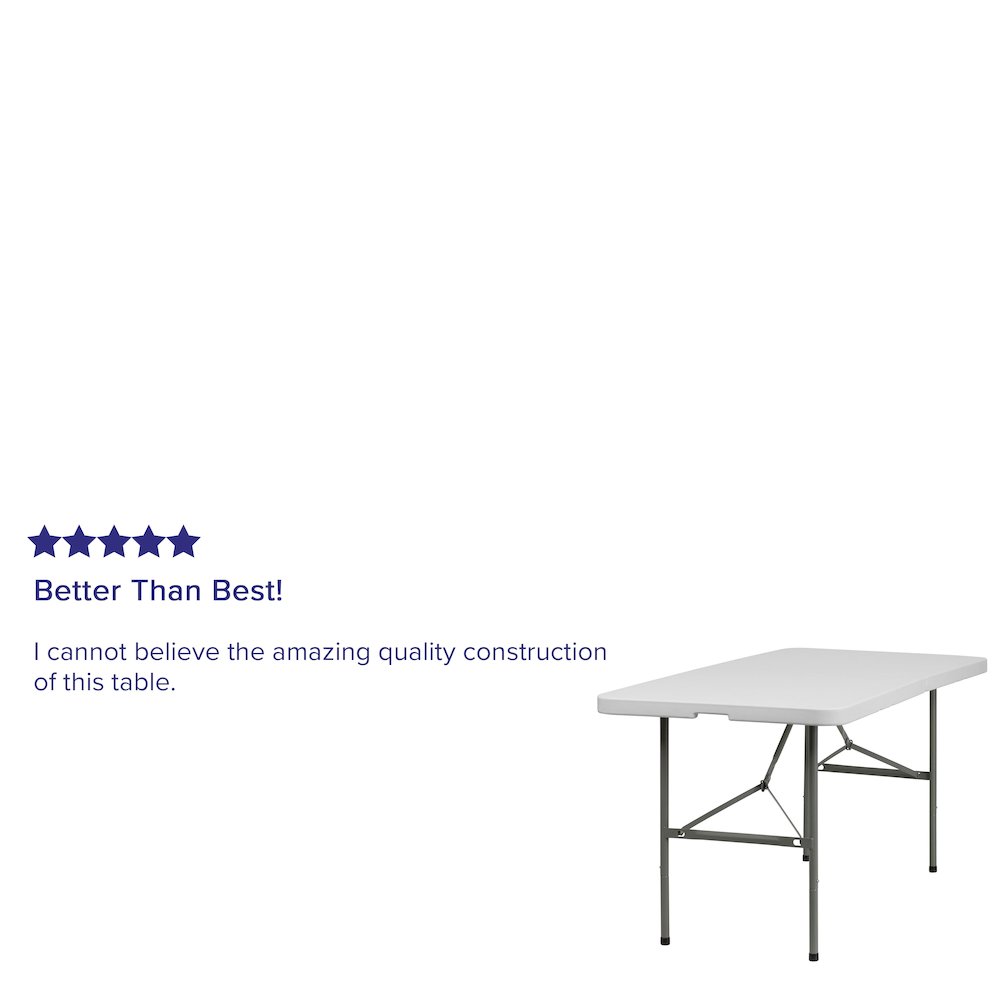 5-Foot Bi-Fold Granite White Plastic Folding Table