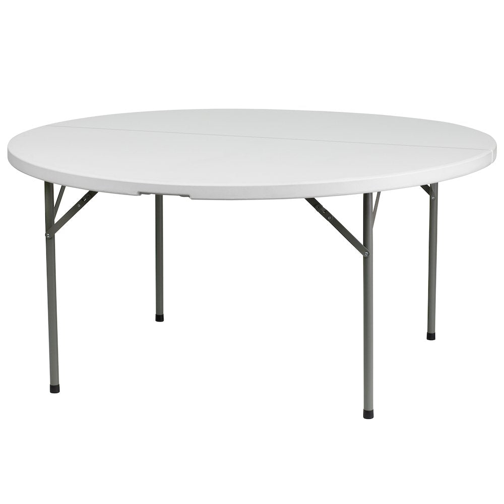 5 - Foot Round Granite White Plastic Folding Table