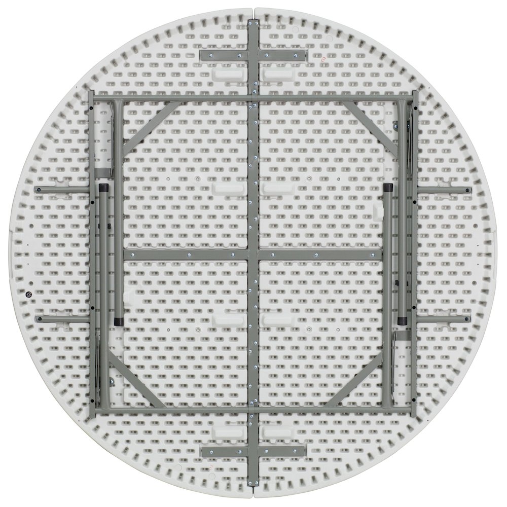 5 - Foot Round Granite White Plastic Folding Table