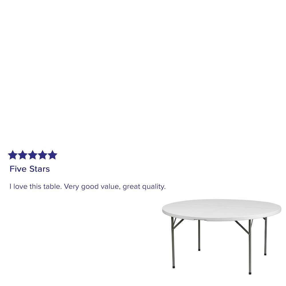 5 - Foot Round Granite White Plastic Folding Table
