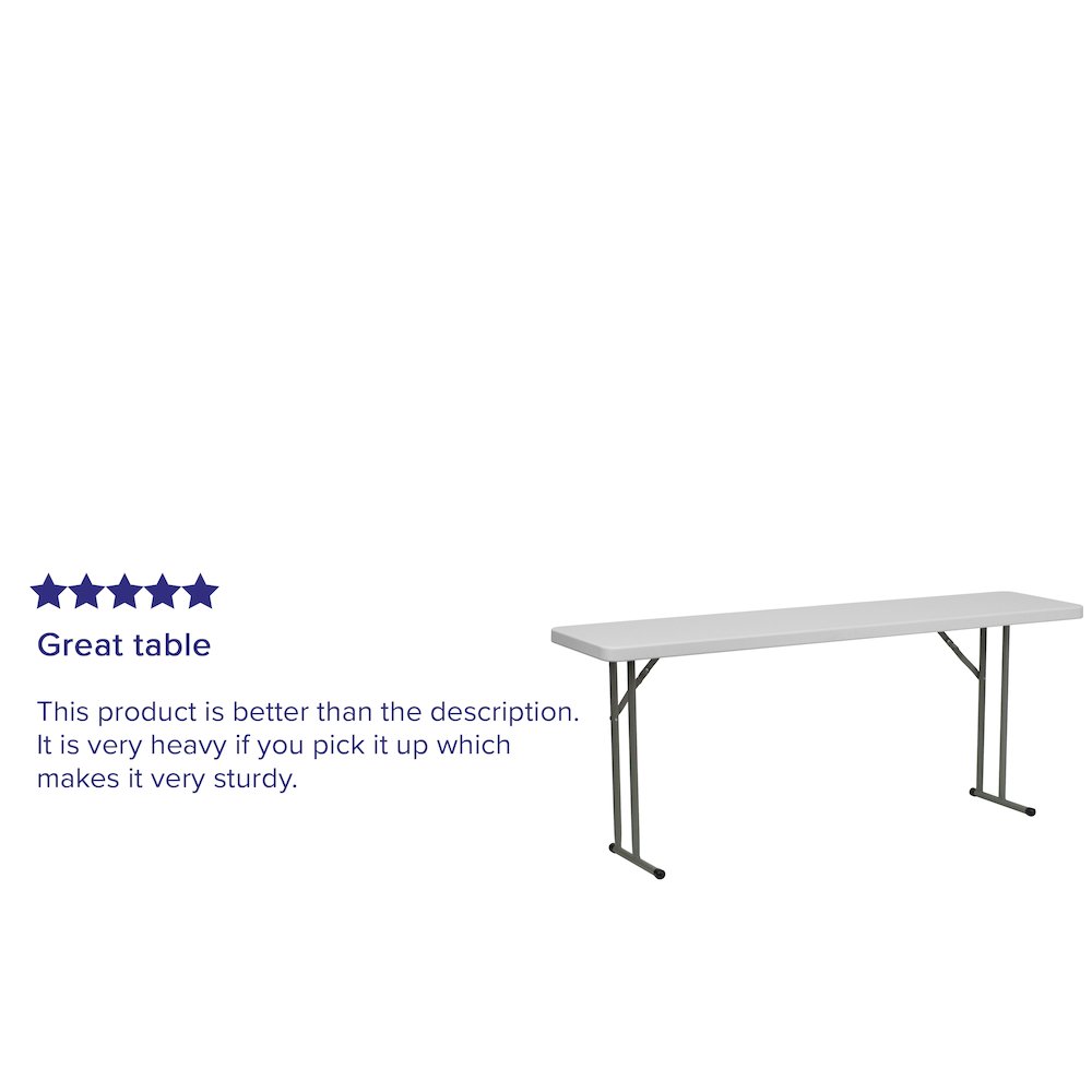 6-Foot Granite White Plastic Folding Training Table