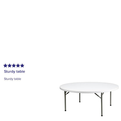 6-Foot Round Granite White Plastic Folding Table