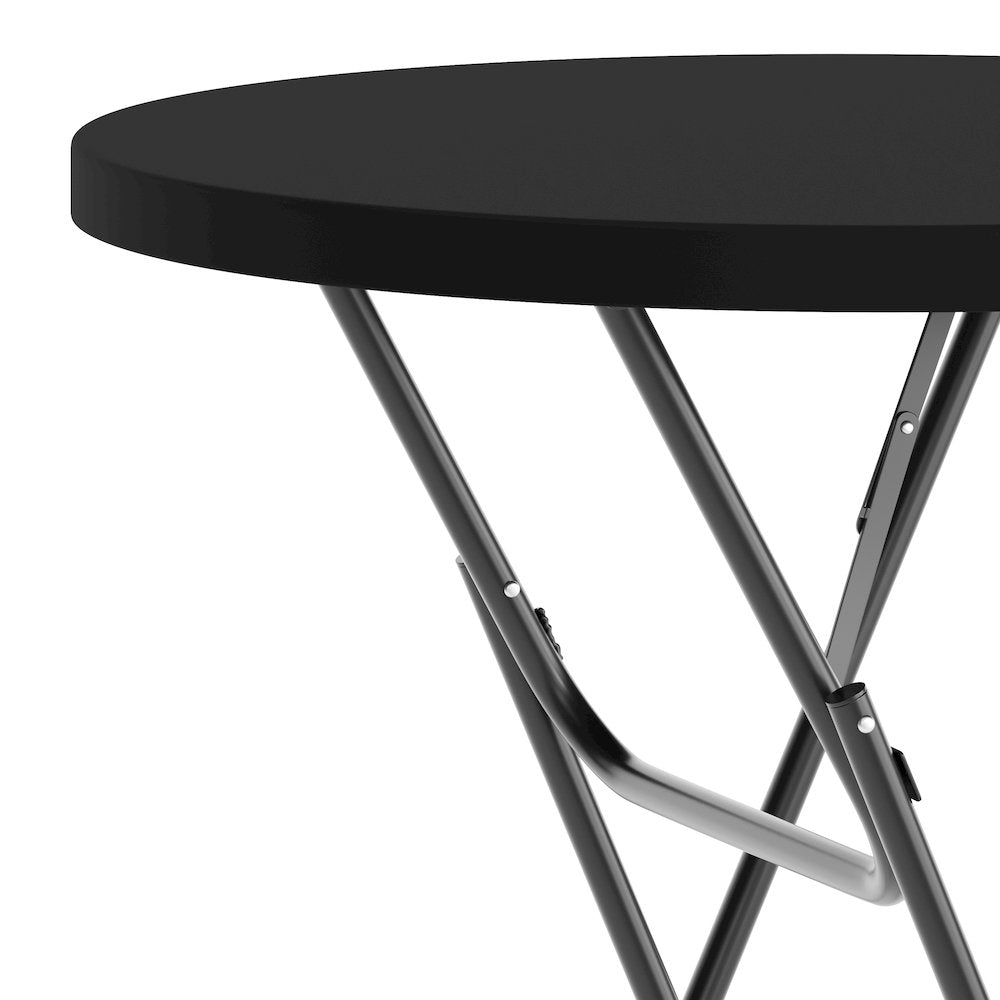 Elon Commercial Grade 2.6-Foot Round Black Plastic Bar Height Folding Table