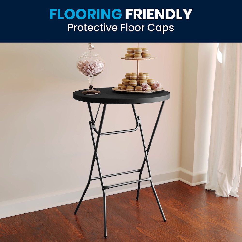 Elon Commercial Grade 2.6-Foot Round Black Plastic Bar Height Folding Table