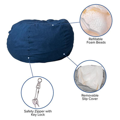 Oversized Denim Refillable Bean Bag Chair for All Ages