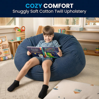 Oversized Denim Refillable Bean Bag Chair for All Ages
