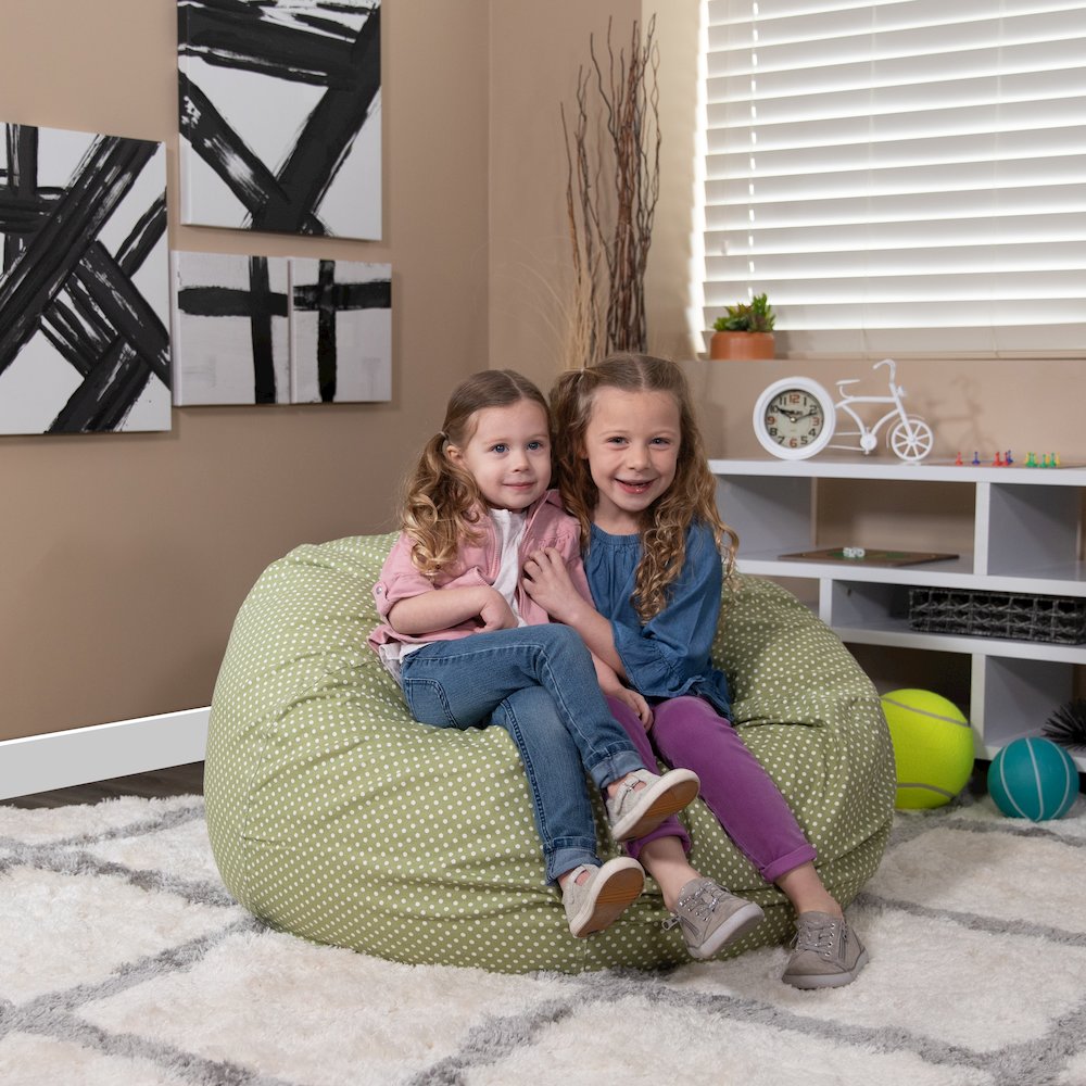 Oversized Green Dot Refillable Bean Bag Chair for All Ages