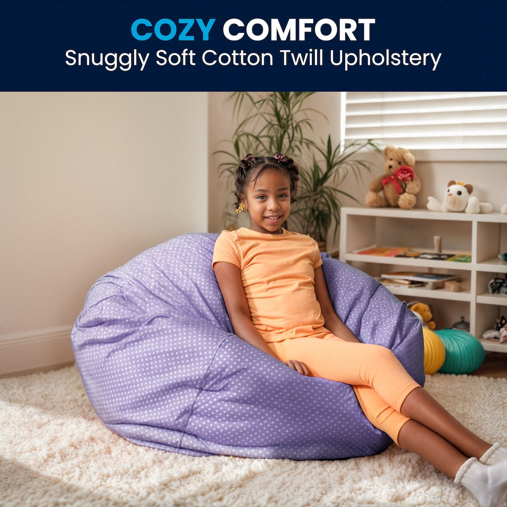 Oversized Lavender Dot Refillable Bean Bag Chair for All Ages