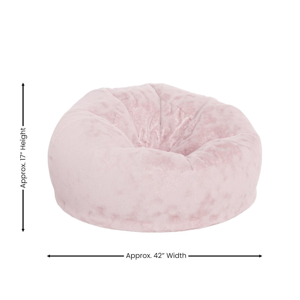 Duncan Oversized Blush Furry Refillable Bean Bag Chair for All Ages