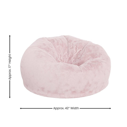 Duncan Oversized Blush Furry Refillable Bean Bag Chair for All Ages