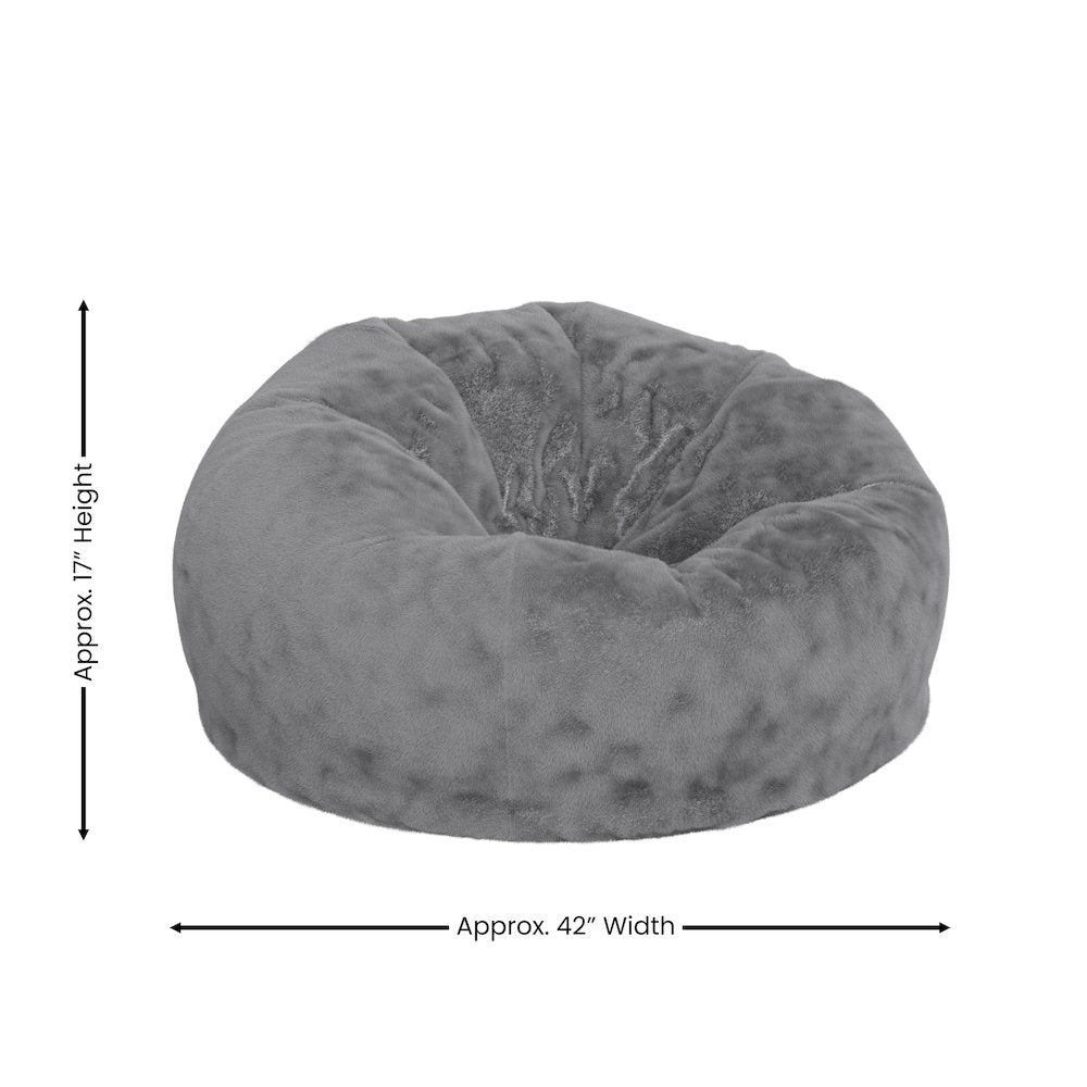 Duncan Oversized Gray Furry Refillable Bean Bag Chair for All Ages