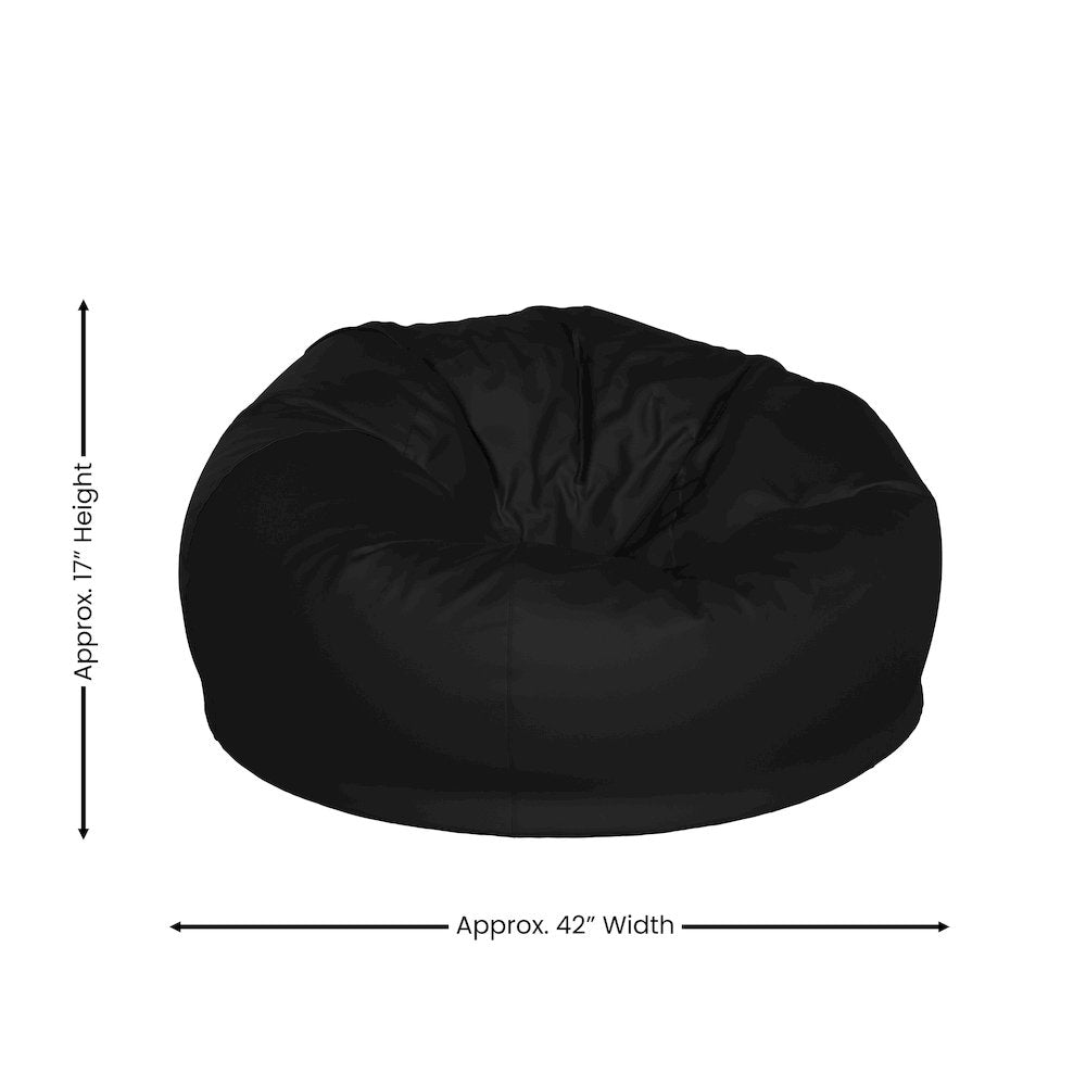 Duncan Oversized Solid Black Refillable Bean Bag Chair for All Ages