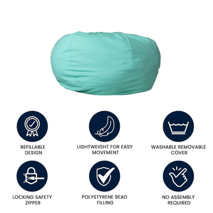 Oversized Solid Mint Green Refillable Bean Bag Chair for All Ages