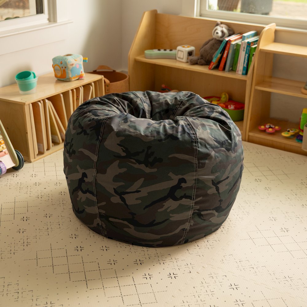 Small Camouflage Refillable Bean Bag Chair for Kids and Teens