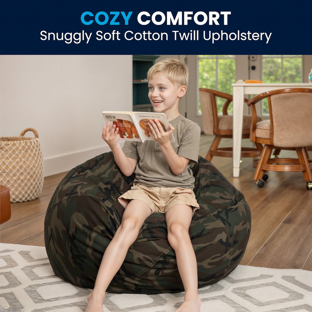 Small Camouflage Refillable Bean Bag Chair for Kids and Teens