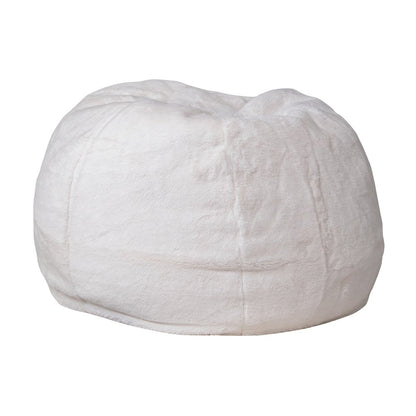 Small White Furry Refillable Bean Bag Chair for Kids and Teens