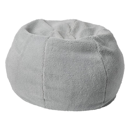 Dillon Small Gray Faux Sherpa Refillable Bean Bag Chair for Kids and Teens