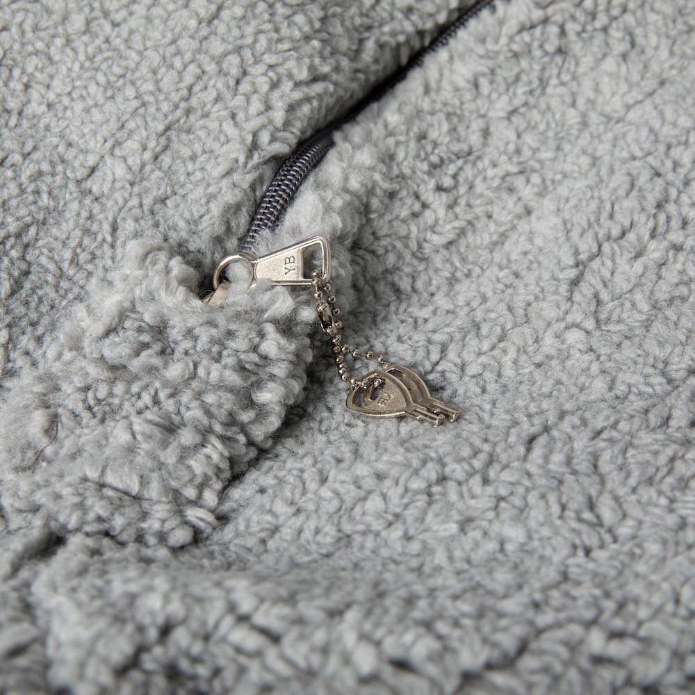 Dillon Small Gray Faux Sherpa Refillable Bean Bag Chair for Kids and Teens