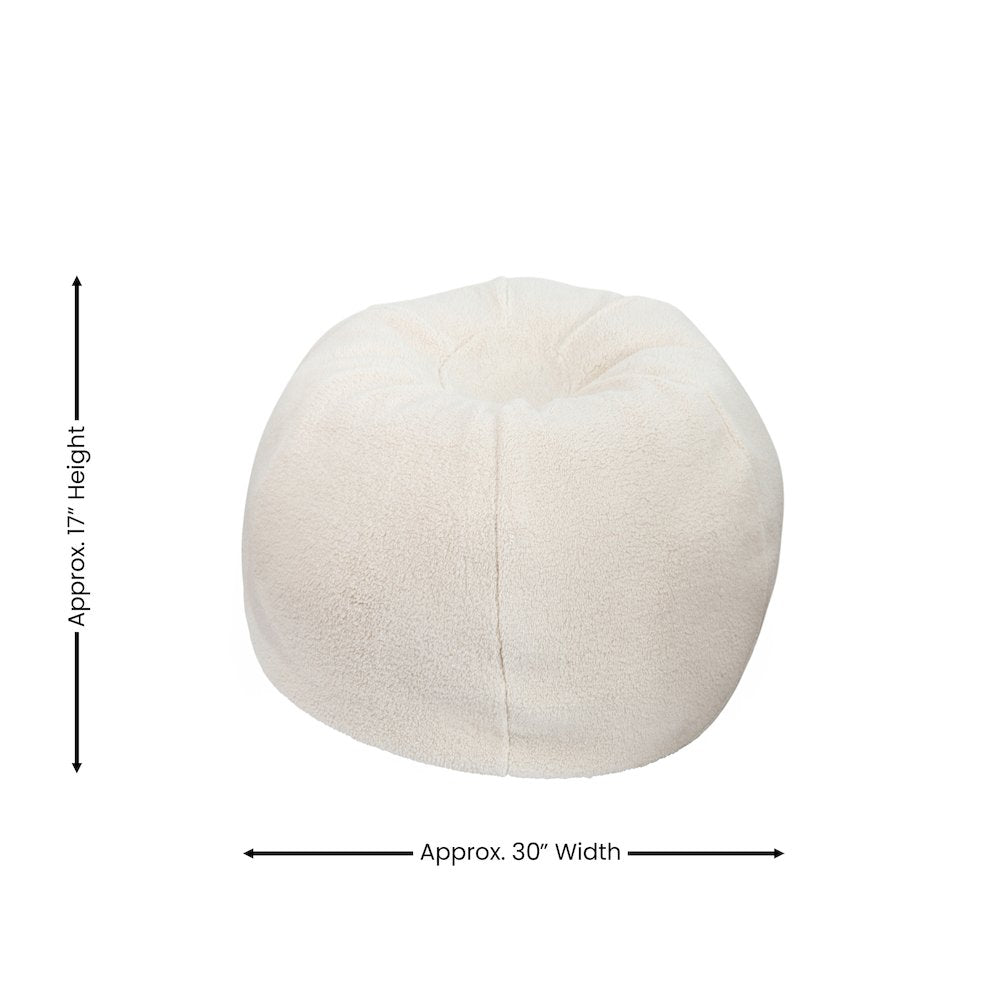 Dillon Small Natural Faux Sherpa Refillable Bean Bag Chair for Kids and Teens