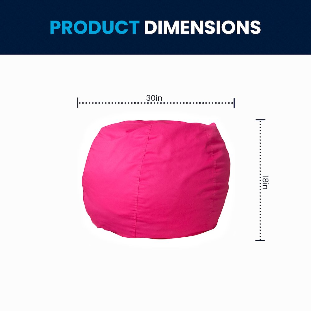 Small Solid Hot Pink Refillable Bean Bag Chair for Kids and Teens