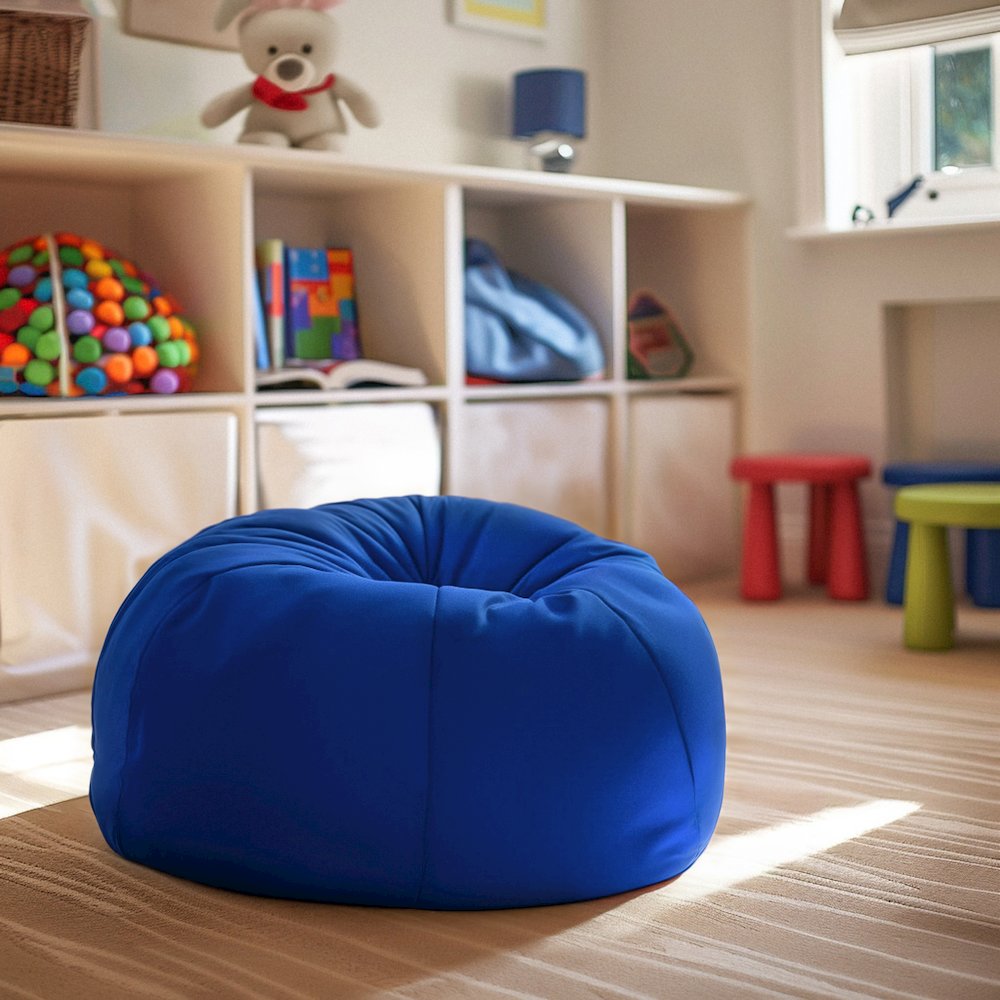 Small Solid Royal Blue Refillable Bean Bag Chair for Kids and Teens