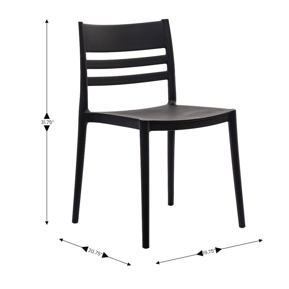 Bridgeport Stacking Patio Chair with Slatted Backrest in Black