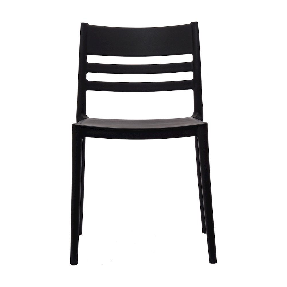 Bridgeport Stacking Patio Chair with Slatted Backrest in Black