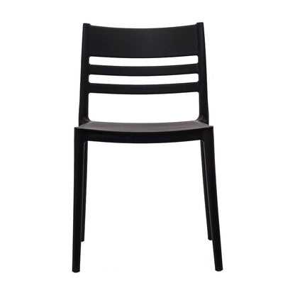 Bridgeport Stacking Patio Chair with Slatted Backrest in Black