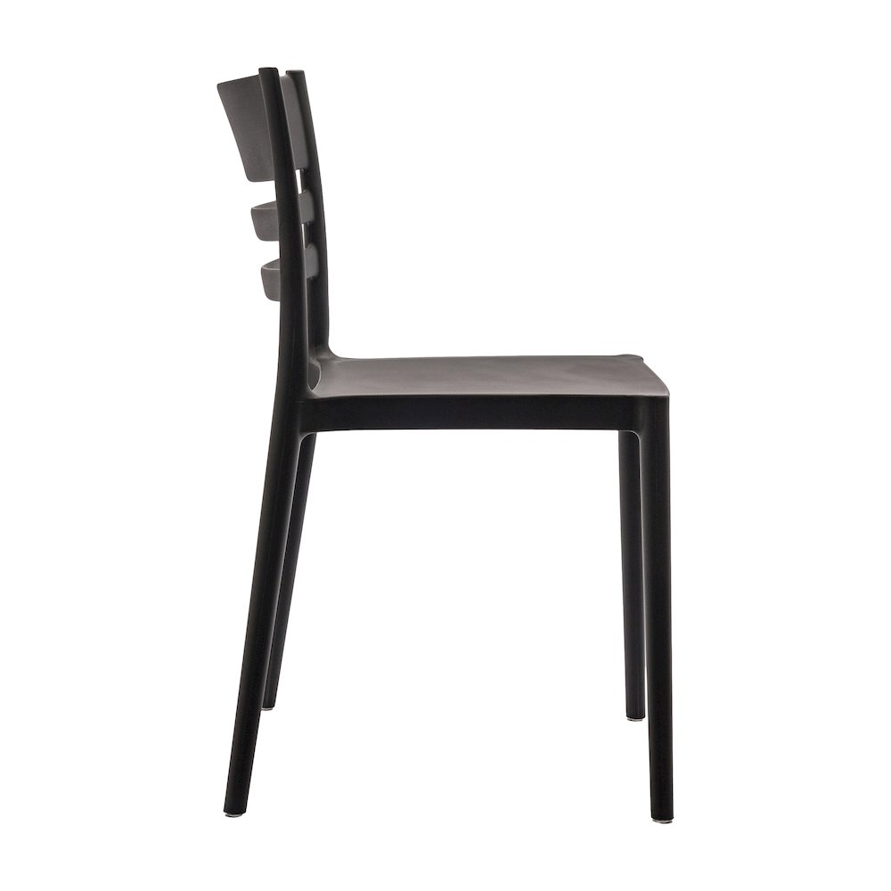 Bridgeport Stacking Patio Chair with Slatted Backrest in Black