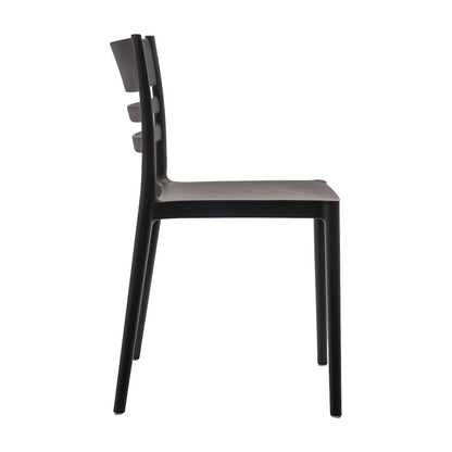 Bridgeport Stacking Patio Chair with Slatted Backrest in Black