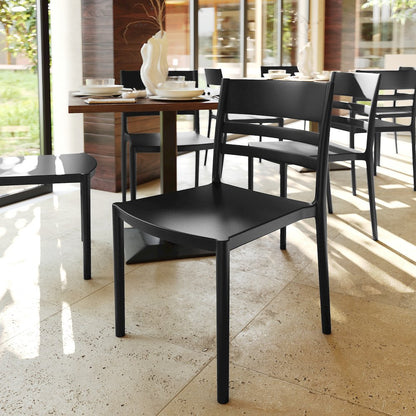 Bridgeport Stacking Patio Chair with Slatted Backrest in Black