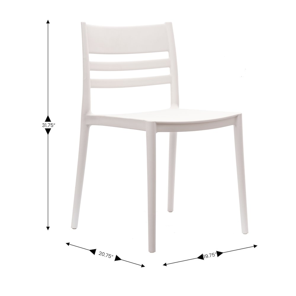 Bridgeport Stacking Patio Chair with Slatted Backrest in White