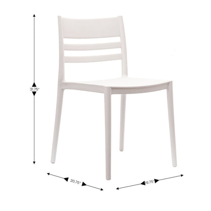 Bridgeport Stacking Patio Chair with Slatted Backrest in White