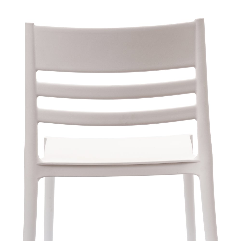 Bridgeport Stacking Patio Chair with Slatted Backrest in White
