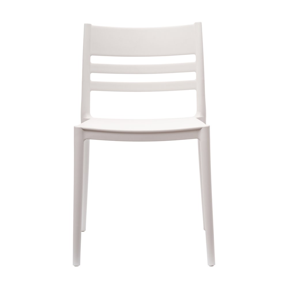 Bridgeport Stacking Patio Chair with Slatted Backrest in White
