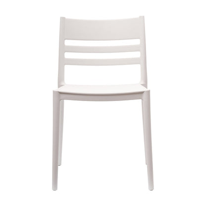 Bridgeport Stacking Patio Chair with Slatted Backrest in White