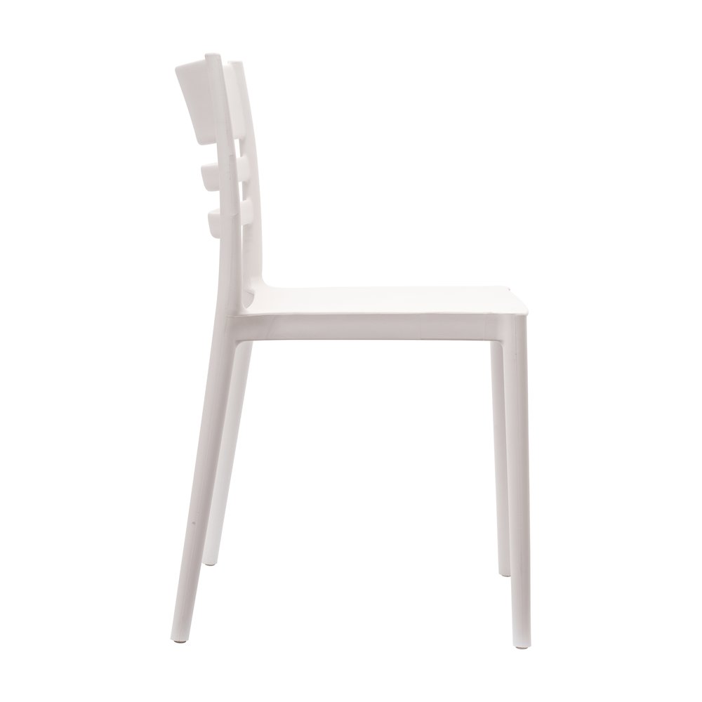 Bridgeport Stacking Patio Chair with Slatted Backrest in White