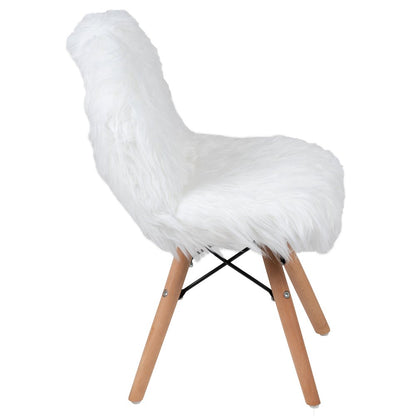 Faux Fur White Accent Chair - Shag Kids Chair for Ages 5-7 - Kids Playroom Chair