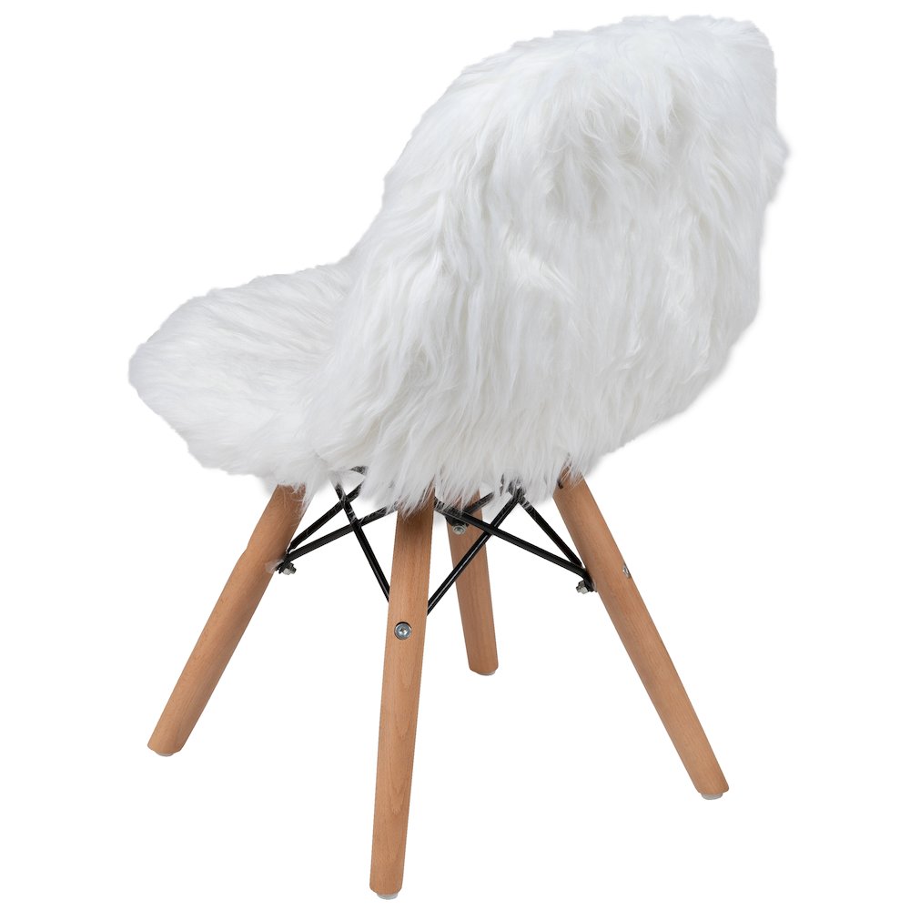 Faux Fur White Accent Chair - Shag Kids Chair for Ages 5-7 - Kids Playroom Chair