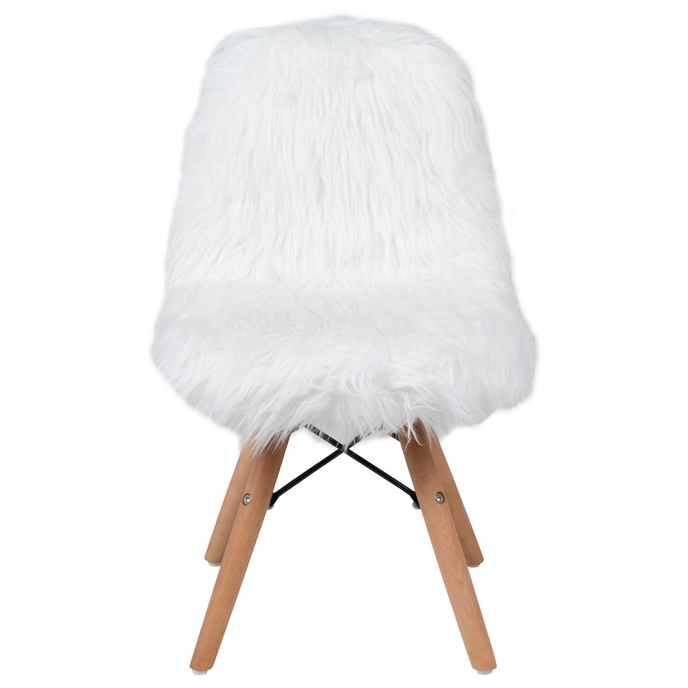 Faux Fur White Accent Chair - Shag Kids Chair for Ages 5-7 - Kids Playroom Chair
