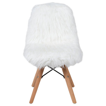 Faux Fur White Accent Chair - Shag Kids Chair for Ages 5-7 - Kids Playroom Chair