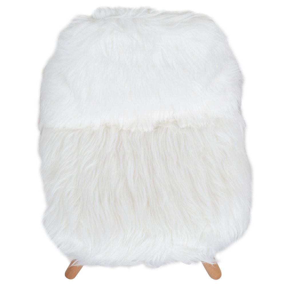 Faux Fur White Accent Chair - Shag Kids Chair for Ages 5-7 - Kids Playroom Chair