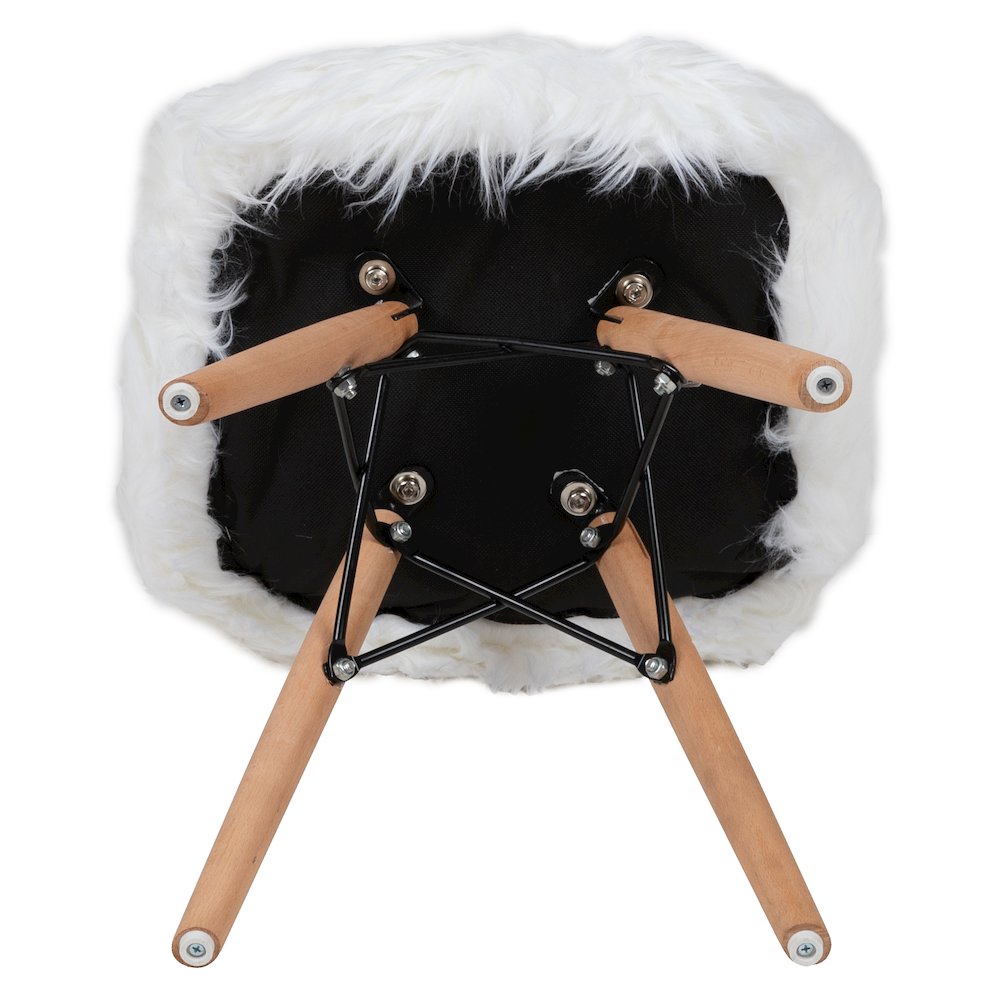 Faux Fur White Accent Chair - Shag Kids Chair for Ages 5-7 - Kids Playroom Chair