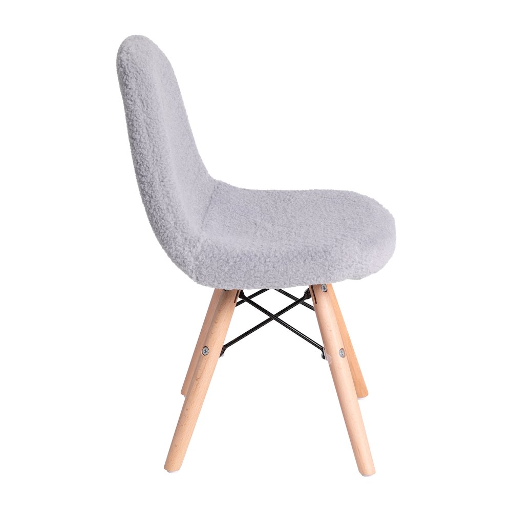 Kid's Padded Armless Faux Shearling Accent Chair with Beechwood Legs in Gray