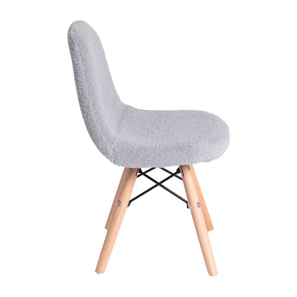 Kid's Padded Armless Faux Shearling Accent Chair with Beechwood Legs in Gray