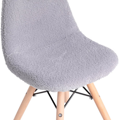Kid's Padded Armless Faux Shearling Accent Chair with Beechwood Legs in Gray