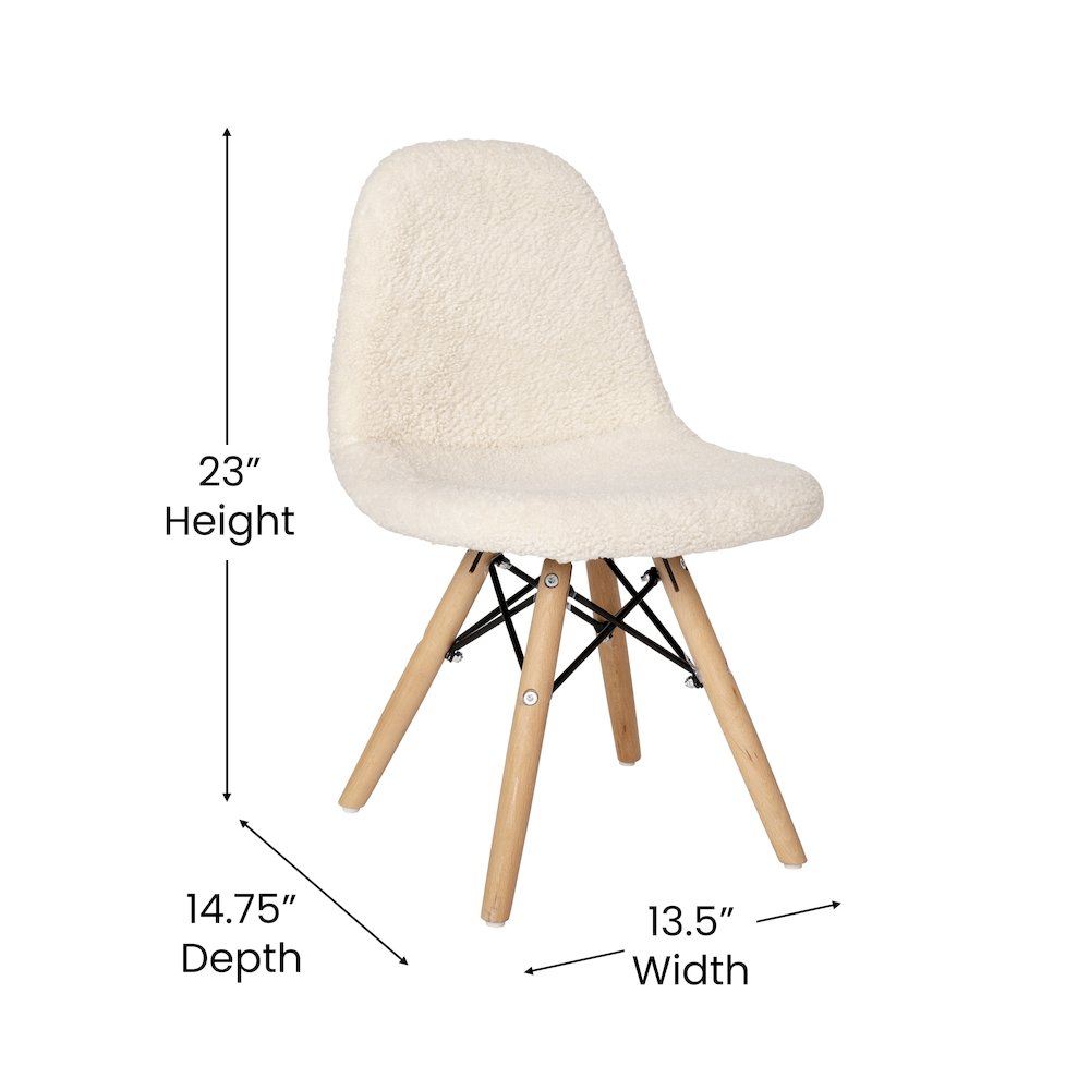 Kid's Padded Armless Faux Shearling Accent Chair in Off-White
