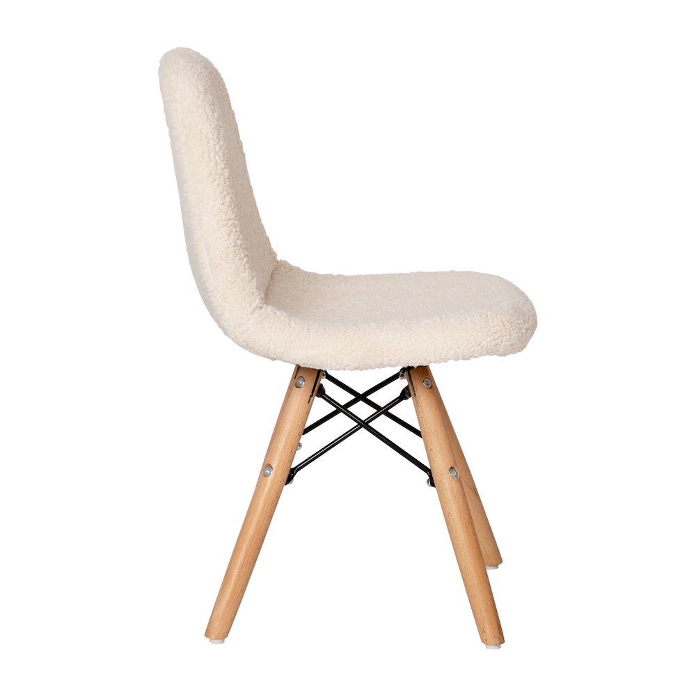 Kid's Padded Armless Faux Shearling Accent Chair in Off-White