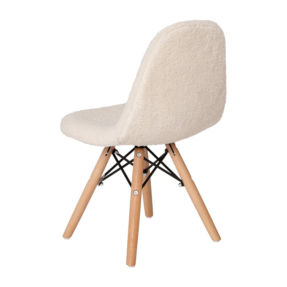Kid's Padded Armless Faux Shearling Accent Chair in Off-White
