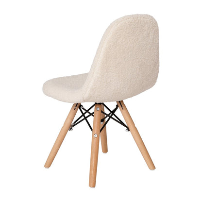 Kid's Padded Armless Faux Shearling Accent Chair in Off-White